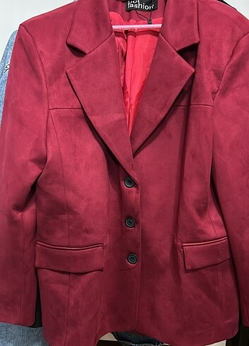 Fashionsak M beden bordo süet blazer ceket