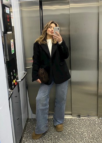 Zara Siyah Oversize Blazer Ceket