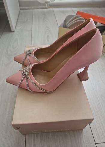 Zara Pembe Saten Stiletto Topuklu Kadın Ayakkabı