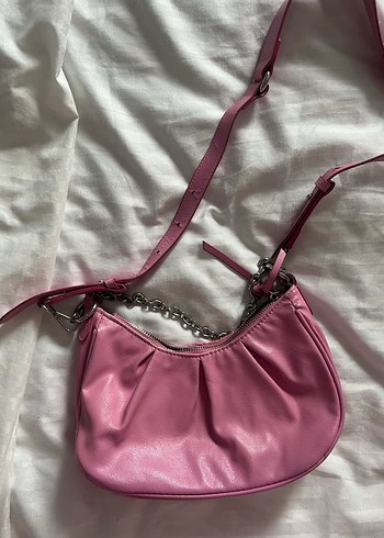 Pembe Zincir Detaylı Deri Kadın Çanta - Görsel 2