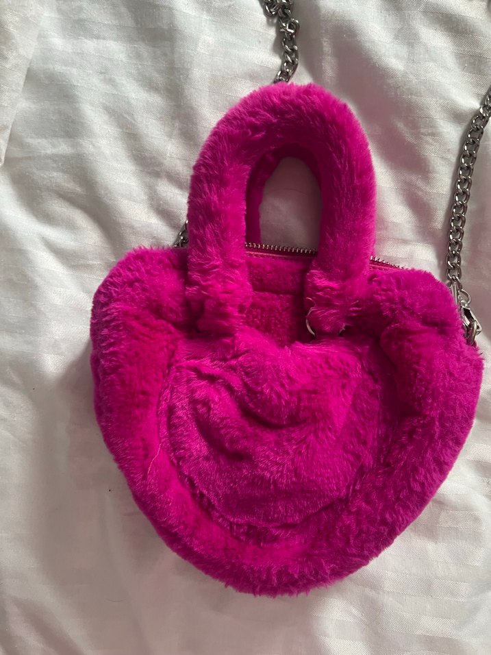 Pembe Kürklü Kadın El Çantası - Görsel 3