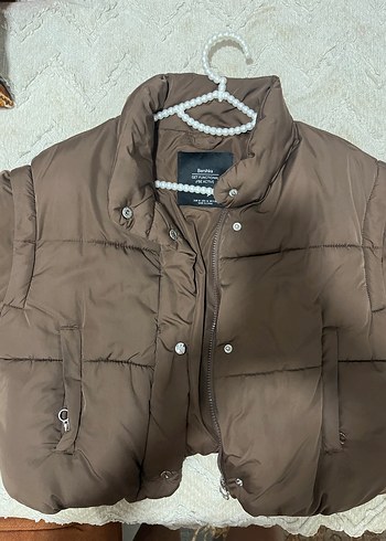 Düğmeli Kahverengi Kadın Kışlık Mont - Görsel 3