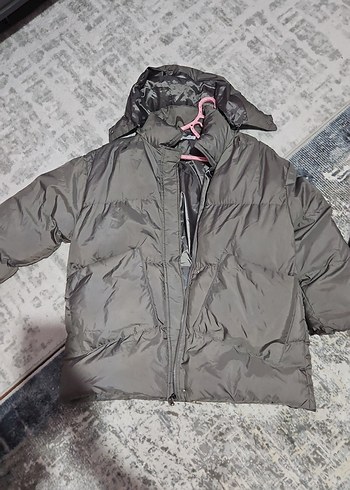 Gri Kadın  Kışlık Mont - Görsel 2