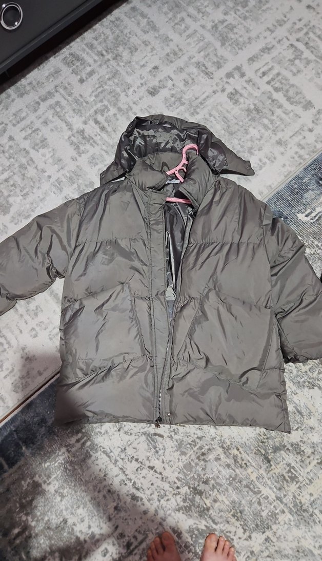 Gri Kadın  Kışlık Mont - Görsel 2