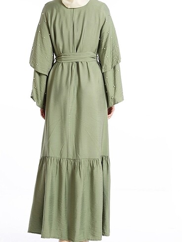 44 Beden Taş detaylı yeşil elbise