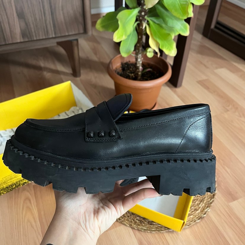 Siyah Tokalı Platform Topuklu Kadın Loafer - Görsel 2
