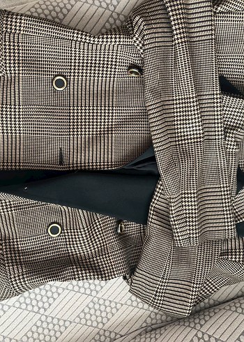 Adil Işık Düğmeli Uzun Ekose Kadın Blazer
