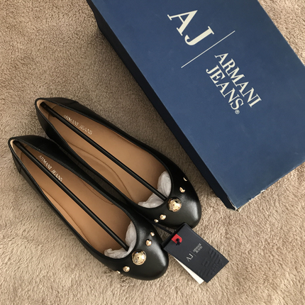 Armani Jeans Armani jeans zımbalı deri siyah babet 