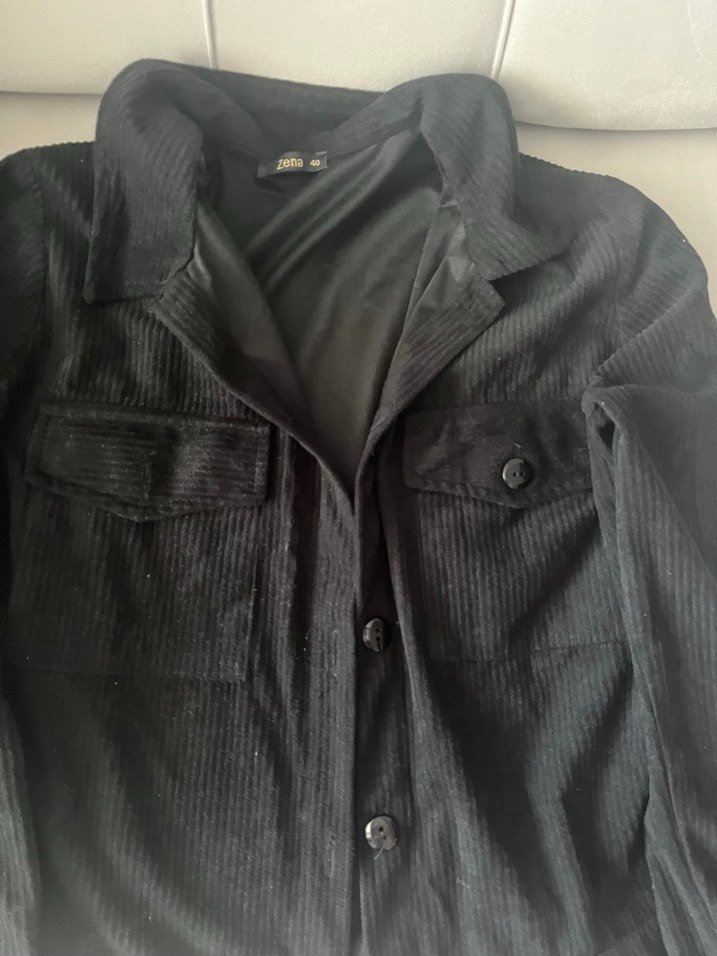 Düğmeli Siyah Kadın Keten Ceket - Görsel 2