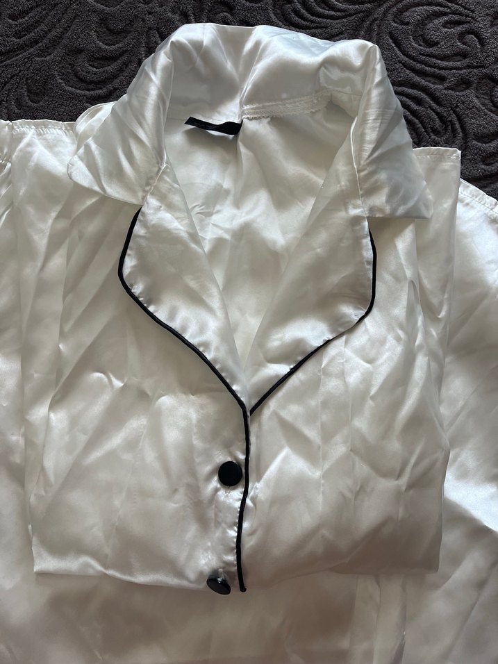 Kadın Beyaz Midi Saten Pijama Takımı - Görsel 2