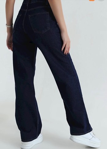 Lacivert Kadın Salaş Denim Pantolon - Görsel 2