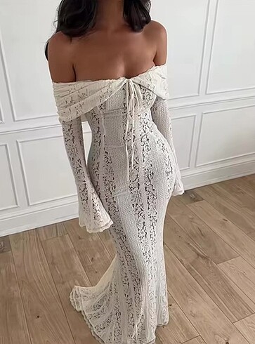 s Beden beyaz Renk Dantel vintage y2K nikah nişan mezuniyet elbisesi