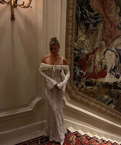 s Beden Dantel vintage y2K nikah nişan mezuniyet elbisesi