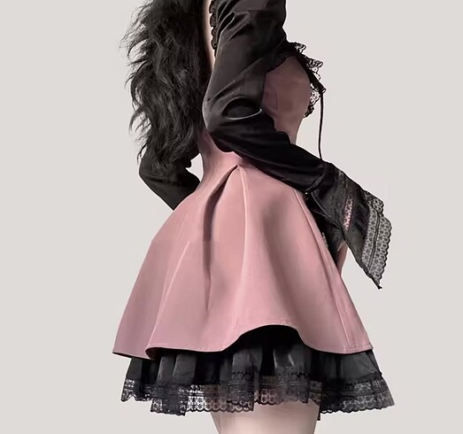 s Beden pembe Renk Lolita vintage y2K gotik mezuniyet elbisesi