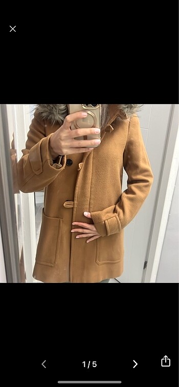 Zara kürk kapüşonlu kaşe kaban