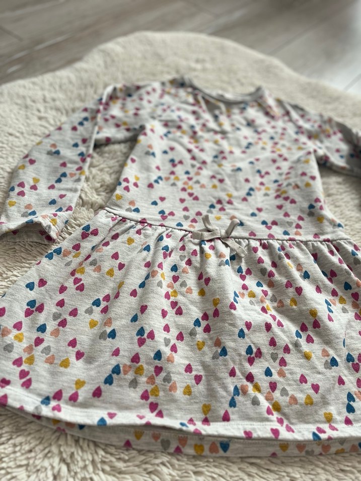 Uzun Kollu Çok Renkli Kız Elbisesi - Görsel 3