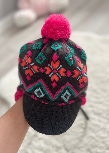 Renkli Desenli Çocuk Bere Kulaklıklı - Görsel 3