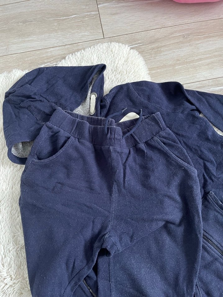 Kızlar için Fermuarlı Kapüşonlu Mavi Eşofman Takımı - Görsel 4