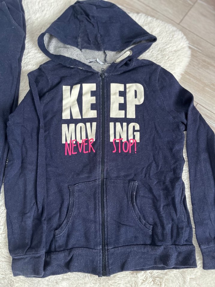 Kızlar için Fermuarlı Kapüşonlu Mavi Eşofman Takımı - Görsel 5