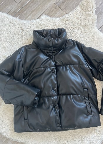 Suni stradawayrus Kürklü Siyah Deri Kadın Mont - Görsel 10