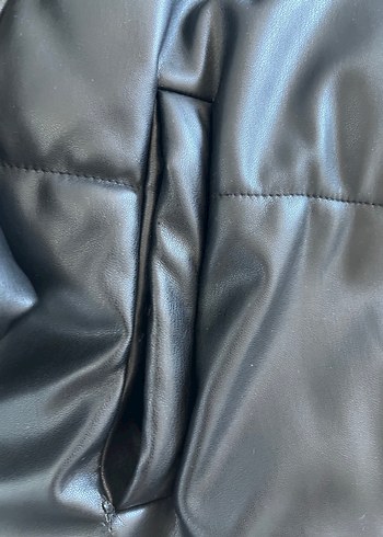 Suni stradawayrus Kürklü Siyah Deri Kadın Mont - Görsel 6