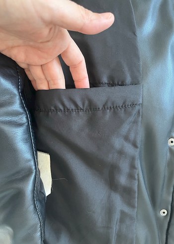 Suni stradawayrus Kürklü Siyah Deri Kadın Mont - Görsel 11