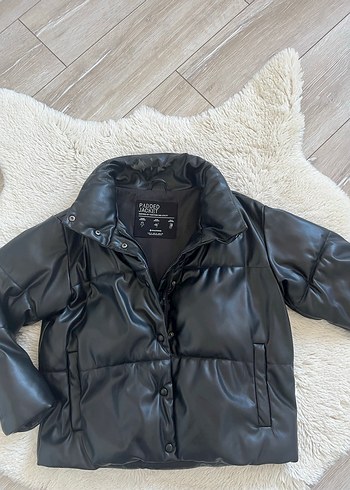 Suni stradawayrus Kürklü Siyah Deri Kadın Mont - Görsel 3