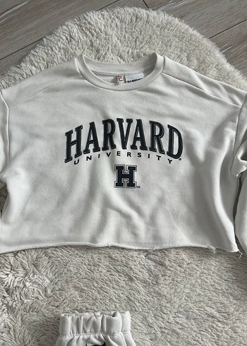 Beyaz Harvard Baskılı kız çocuk takım - Görsel 3