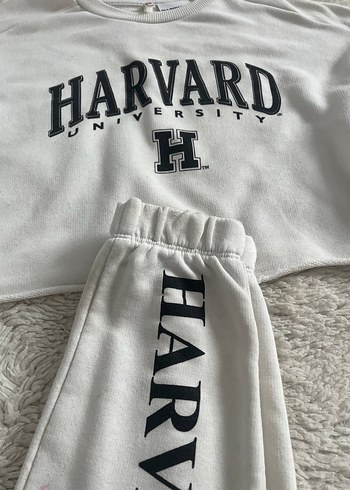 Beyaz Harvard Baskılı kız çocuk takım - Görsel 4