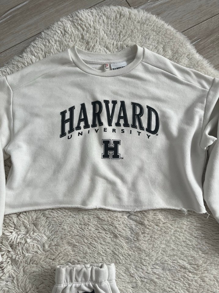 Beyaz Harvard Baskılı kız çocuk takım - Görsel 3