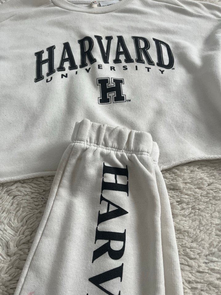 Beyaz Harvard Baskılı kız çocuk takım - Görsel 4