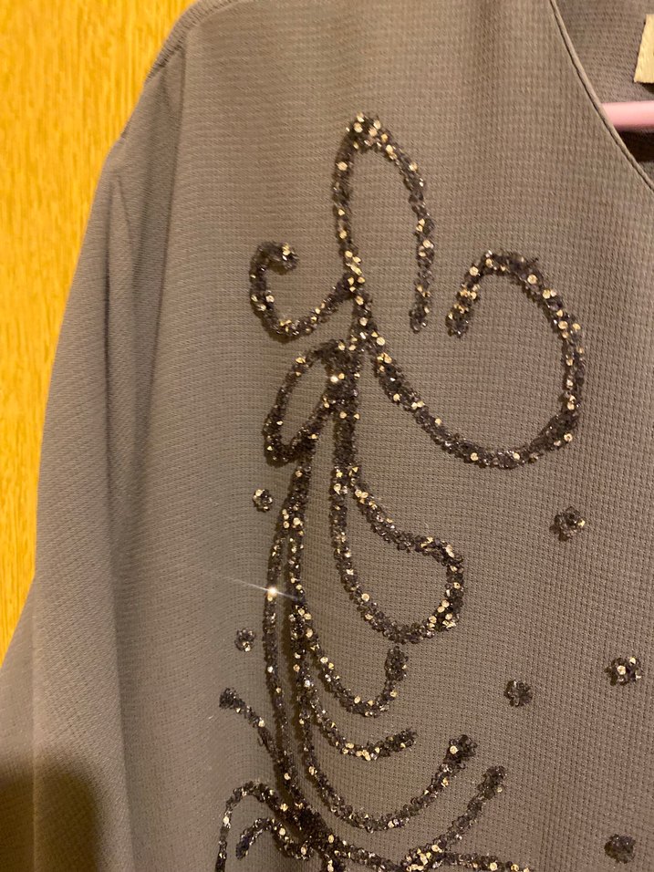 Nakış Detaylı Gri Uzun Salaş Elbise - Görsel 4