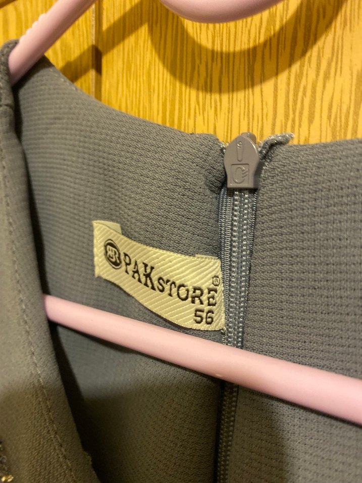 Nakış Detaylı Gri Uzun Salaş Elbise - Görsel 5