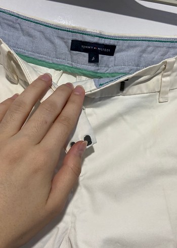 Tommy Hilfiger Beyaz Pamuk Kadın Kumaş Pantolon
