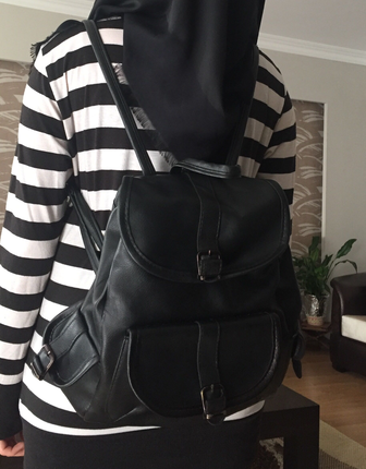 universal Beden siyah Renk Siyah deri sırt çantası