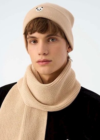 Bej Unisex WWF Panda Örgü Bere - Görsel 4