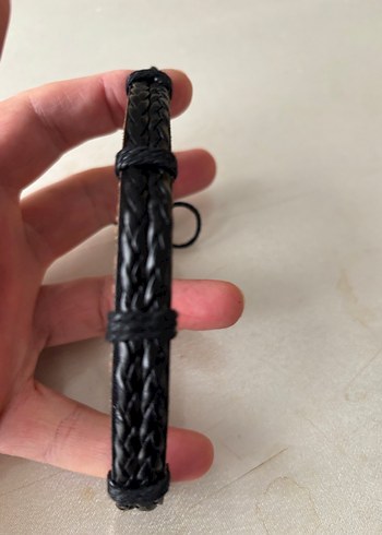 Erkek Siyah Deri Biker Bileklik - Görsel 6