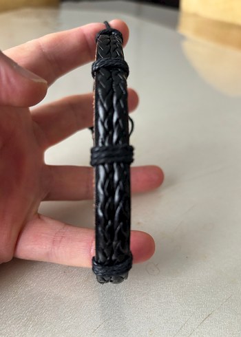 Erkek Siyah Deri Biker Bileklik - Görsel 5