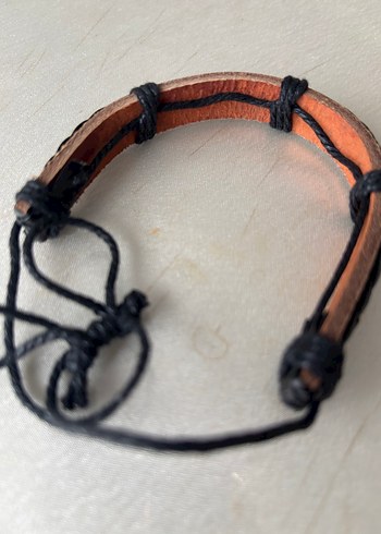 Erkek Siyah Deri Biker Bileklik - Görsel 3