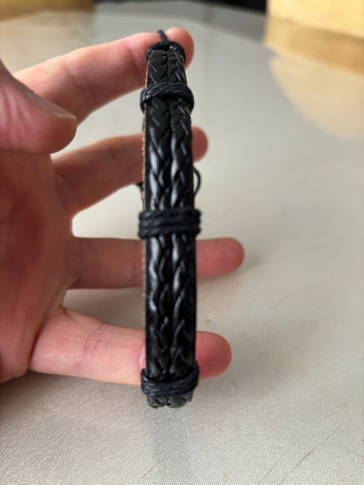 Erkek Siyah Deri Biker Bileklik - Görsel 5