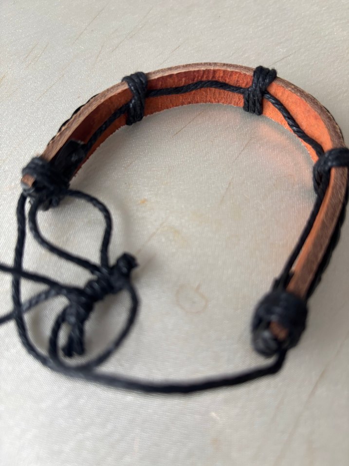 Erkek Siyah Deri Biker Bileklik - Görsel 3