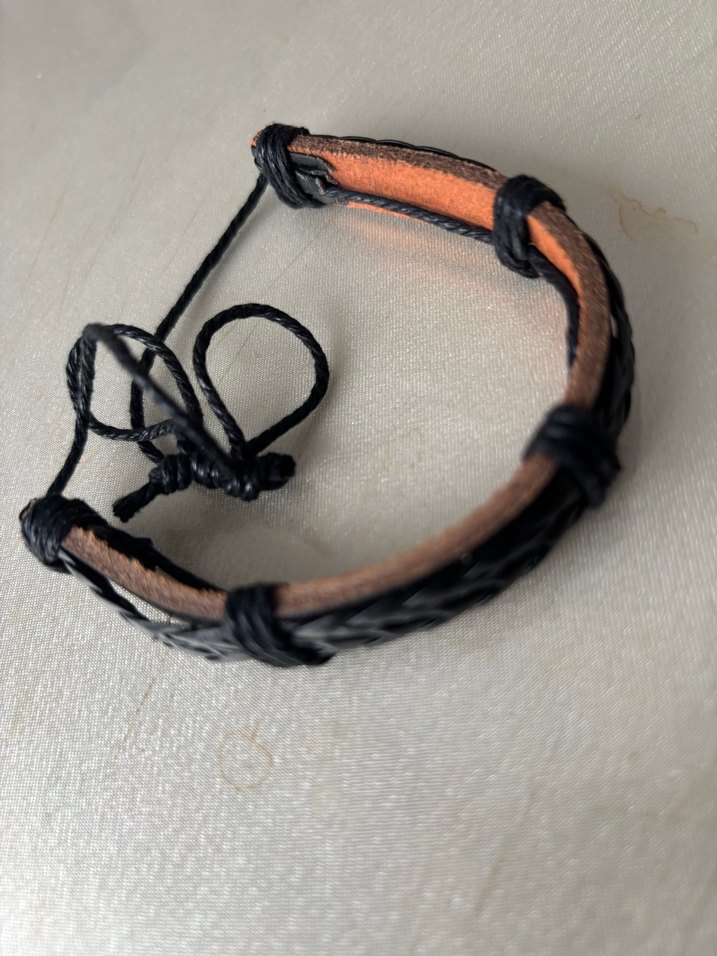 Erkek Siyah Deri Biker Bileklik - Görsel 4