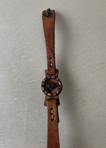 Kahverengi  Gotik Desenli Tokalı Bileklik - Görsel 2