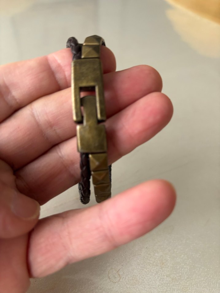 Deri ve metal astroloji temalı kilitli erkek bileklik. - Görsel 5