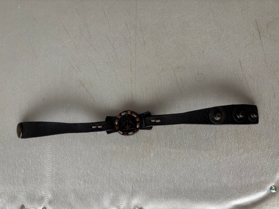 Koyu Kahverengi Gotik Erkek Deri Bileklik - Görsel 4