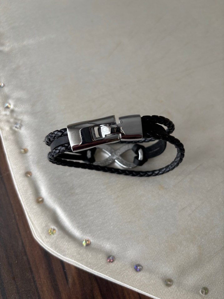 Siyah Erkek Gotik Sonsuzluk Bileklik - Görsel 2