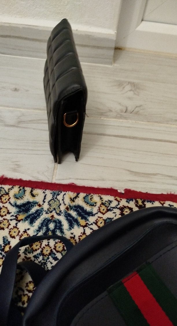 Kadın Deri Siyah Kareli Çanta - Görsel 2