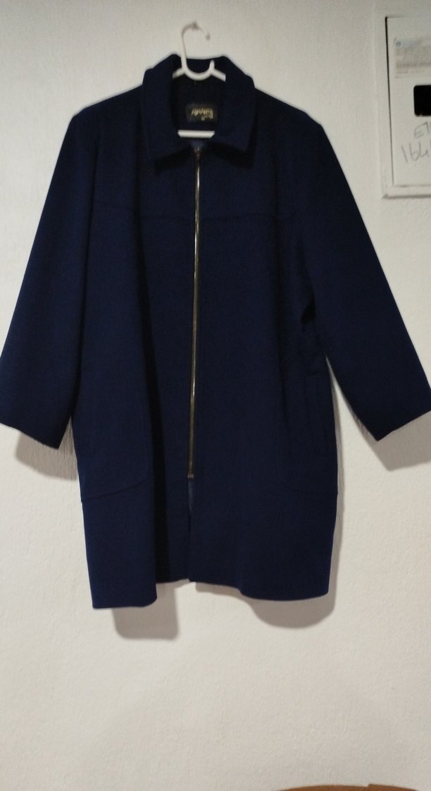 Lacivert Fermuarlı Midi Hamile Kabanı - Görsel 2