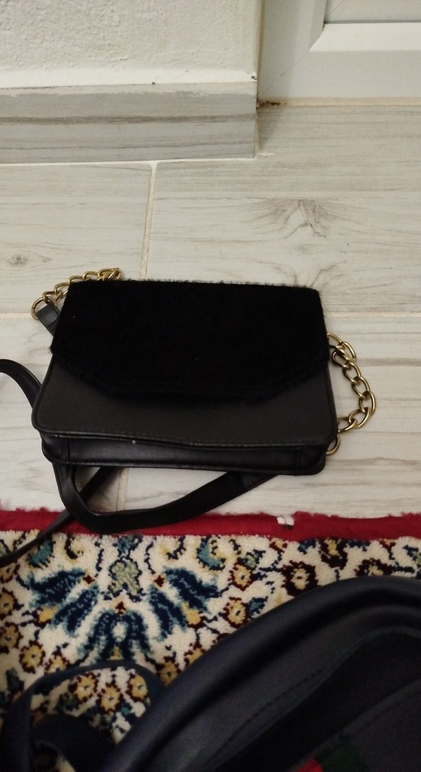 Siyah Süet Kadın Omuz Çantası - Görsel 2