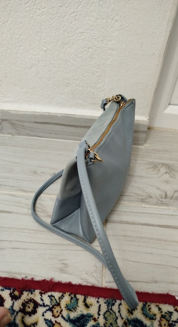 Gri Süet Kadın Çanta Fermuarlı - Görsel 2